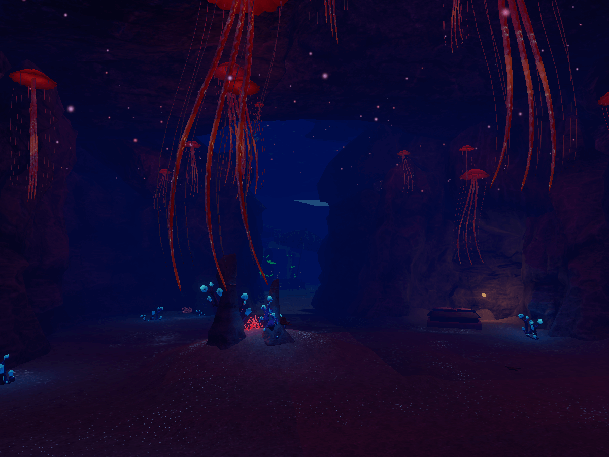Screenshot of Underwater Cave at Night VRChat world